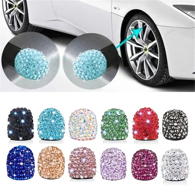 4PCS Bling Diamond Car Wheel T - مراجعة Motorcycle Valve Cover وسعره